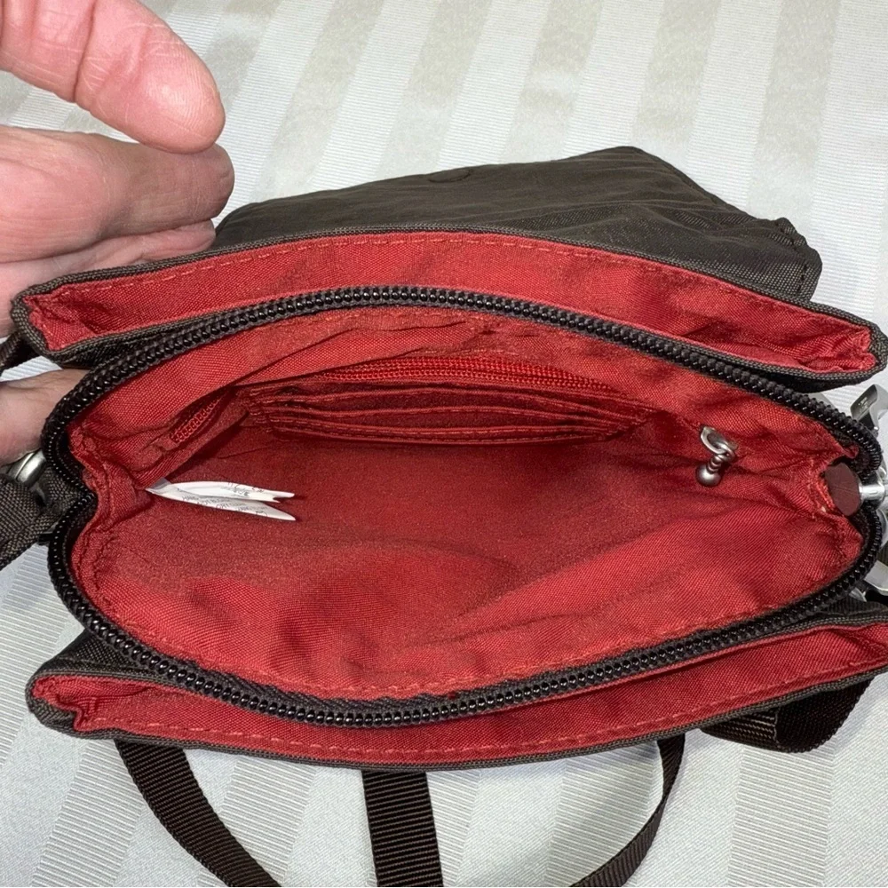 Baggalini Divide Brown Small Crossbody Purse Flap Magnetic Closure